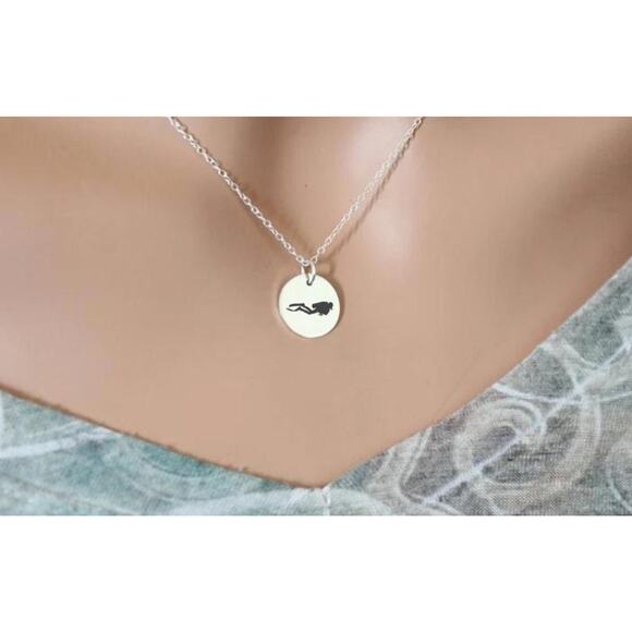 Sterling Silver Customizable Scuba Diver Necklace - Picture 2 of 5